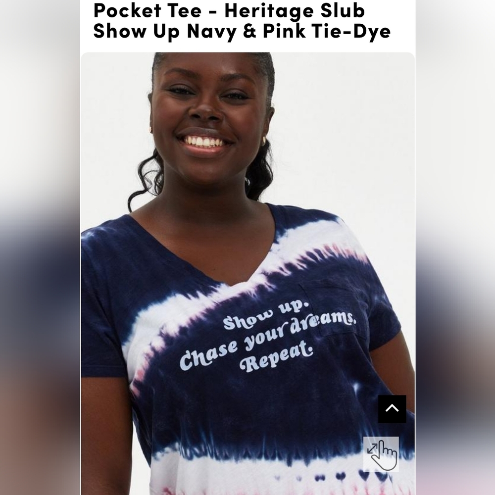 Torrid Navy & pink tie-dye t-shirt. Show up, chase your dreams NWT size 0X (12W)